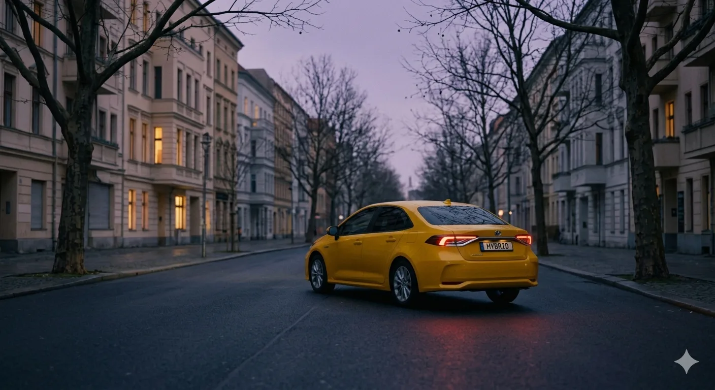 Hybrid Taxi at dusk